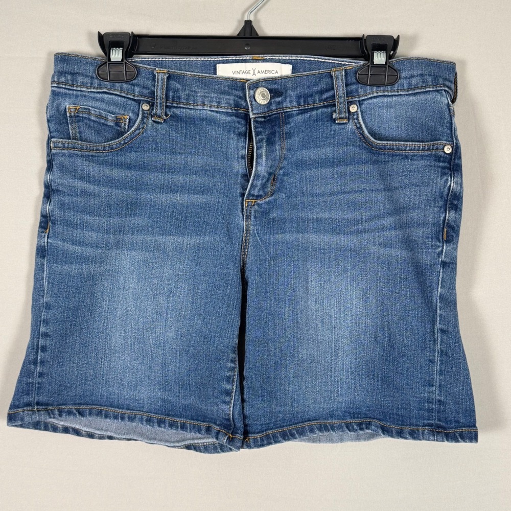 Vintage America Bestie Short Womens Size 4/27 Blue Denim Excellent Stretch Wash